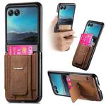 For Motorola Moto Razr 40 Ultra Retro Leather Fold Stand Elastic Card Bag Phone Case(Brown)