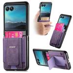 For Motorola Moto Razr 40 Ultra Retro Leather Fold Stand Elastic Card Bag Phone Case(Purple)