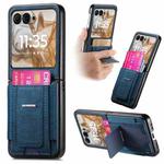 For Motorola Moto Razr 50 Retro Leather Fold Stand Elastic Card Bag Phone Case(Blue)