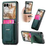 For Motorola Moto Razr 50 Retro Leather Fold Stand Elastic Card Bag Phone Case(Green)