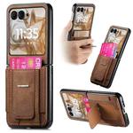 For Motorola Moto Razr 50 Retro Leather Fold Stand Elastic Card Bag Phone Case(Brown)