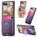 For Motorola Moto Razr 50 Retro Leather Fold Stand Elastic Card Bag Phone Case(Purple)