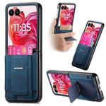 For Motorola Moto Razr 50 Ultra Retro Leather Fold Stand Elastic Card Bag Phone Case(Blue)
