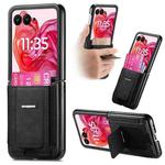 For Motorola Moto Razr 50 Ultra Retro Leather Fold Stand Elastic Card Bag Phone Case(Black)