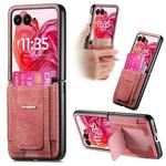 For Motorola Moto Razr 50 Ultra Retro Leather Fold Stand Elastic Card Bag Phone Case(Pink)