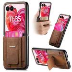 For Motorola Moto Razr 50 Ultra Retro Leather Fold Stand Elastic Card Bag Phone Case(Brown)