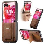 For Motorola Moto Razr 60 Ultra Retro Leather Fold Stand Elastic Card Bag Phone Case(Brown)