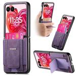 For Motorola Moto Razr 60 Ultra Retro Leather Fold Stand Elastic Card Bag Phone Case(Purple)