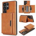 For Samsung Galaxy S25 Ultra 5G Kalebol Strong Magnetic MagSafe Tri-Fold Wallet Leather Phone Case(Brown)