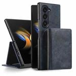 For Samsung Galaxy Z Fold7 Kalebol Strong Magnetic MagSafe Tri-Fold Wallet Leather Phone Case(Blue)