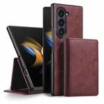 For Samsung Galaxy Z Fold6 Kalebol Strong Magnetic MagSafe Tri-Fold Wallet Leather Phone Case(Red)