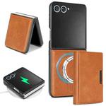For Samsung Galaxy Z Flip7 Kalebol Strong Magnetic MagSafe Tri-Fold Wallet Leather Phone Case(Brown)