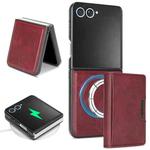For Samsung Galaxy Z Flip7 Kalebol Strong Magnetic MagSafe Tri-Fold Wallet Leather Phone Case(Red)