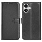 For iPhone 17 Litchi Texture Horizontal Flip Leather Phone Case with Holder(Black)