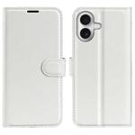 For iPhone 17 Litchi Texture Horizontal Flip Leather Phone Case with Holder(White)
