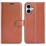 For iPhone 17 Litchi Texture Horizontal Flip Leather Phone Case with Holder(Brown)