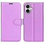 For iPhone 17 Litchi Texture Horizontal Flip Leather Phone Case with Holder(Purple)