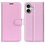 For iPhone 17 Litchi Texture Horizontal Flip Leather Phone Case with Holder(Pink)