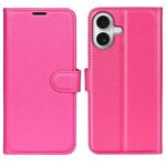 For iPhone 17 Litchi Texture Horizontal Flip Leather Phone Case with Holder(Rose Red)
