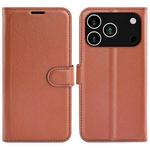 For iPhone 17 Pro Litchi Texture Horizontal Flip Leather Phone Case with Holder(Brown)