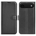 For iPhone 17 Air Litchi Texture Horizontal Flip Leather Phone Case with Holder(Black)