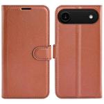 For iPhone 17 Air Litchi Texture Horizontal Flip Leather Phone Case with Holder(Brown)