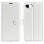For iPhone 16e Litchi Texture Horizontal Flip Leather Phone Case with Holder(White)