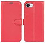 For iPhone 16e Litchi Texture Horizontal Flip Leather Phone Case with Holder(Red)