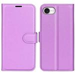 For iPhone 16e Litchi Texture Horizontal Flip Leather Phone Case with Holder(Purple)