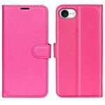 For iPhone 16e Litchi Texture Horizontal Flip Leather Phone Case with Holder(Rose Red)