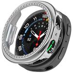 For Samsung Galaxy Watch 8 44mm Single Row Diamond Half Coverage Hollow PC Watch Case(Electroplated Silver)