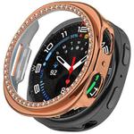 For Samsung Galaxy Watch 8 40mm Single Row Diamond Half Coverage Hollow PC Watch Case(Electroplated Rose Gold)