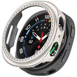 For Samsung Galaxy Watch 8 40mm Single Row Diamond Half Coverage Hollow PC Watch Case(Frosted Starlight)