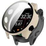 For Garmin Forerunner 570 42mm Tempered Film Integrated PC Watch Case(Ivory White)