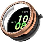 For Honor Watch Fit Single Row Diamond Half Coverage Hollow TPU Watch Case(Rose Gold)