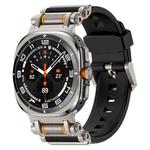 For Samsung Galaxy Watch Ultra 47mm Metal Watch Connector Silicone Watch Band(Titanium Black)