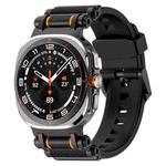 For Samsung Galaxy Watch Ultra 47mm Metal Watch Connector Silicone Watch Band(Black Black)
