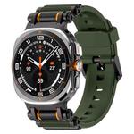 For Samsung Galaxy Watch Ultra 47mm Metal Watch Connector Silicone Watch Band(Black Green)