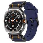 For Samsung Galaxy Watch Ultra 47mm Metal Watch Connector Silicone Watch Band(Black Blue)