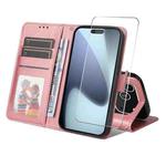 For iPhone 17 Pro Max ENKAY Card Wallet Calf Texture Leather Phone Case with Thickened Glue No White Edge Film(Pink)