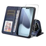 For iPhone 17 Pro Max ENKAY Card Wallet Calf Texture Leather Phone Case with Thickened Glue No White Edge Film(Blue)
