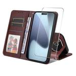 For iPhone 17 Pro Max ENKAY Card Wallet Calf Texture Leather Phone Case with Thickened Glue No White Edge Film(Brown)