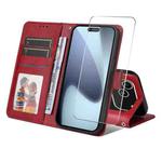 For iPhone 17 Pro ENKAY Card Wallet Calf Texture Leather Phone Case with Thickened Glue No White Edge Film(Red)