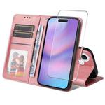For iPhone 17 ENKAY Card Wallet Calf Texture Leather Phone Case with Thickened Glue No White Edge Film(Pink)