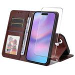 For iPhone 17 ENKAY Card Wallet Calf Texture Leather Phone Case with Thickened Glue No White Edge Film(Brown)