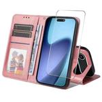For iPhone 17 Air ENKAY Card Wallet Calf Texture Leather Phone Case with Thickened Glue No White Edge Film(Pink)