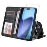 For iPhone 17 Air ENKAY Card Wallet Calf Texture Leather Phone Case with Thickened Glue No White Edge Film(Black)