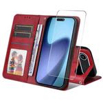 For iPhone 17 Air ENKAY Card Wallet Calf Texture Leather Phone Case with Thickened Glue No White Edge Film(Red)