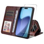 For iPhone 17 Air ENKAY Card Wallet Calf Texture Leather Phone Case with Thickened Glue No White Edge Film(Brown)