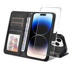 For iPhone 16 Pro Max ENKAY Card Wallet Calf Texture Leather Phone Case with Thickened Glue No White Edge Film(Black)
